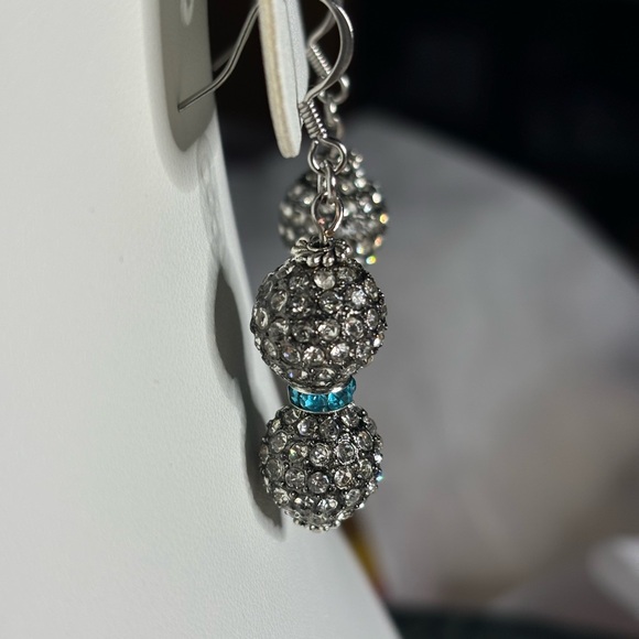 Bling Hand crafted Rhinestone crystal balls & aqua blue rhinestone spacers 2 in - Picture 5 of 6